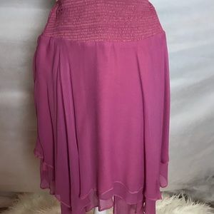 100% Silk Pink Handkerchief Pink Skirt - Sz Small